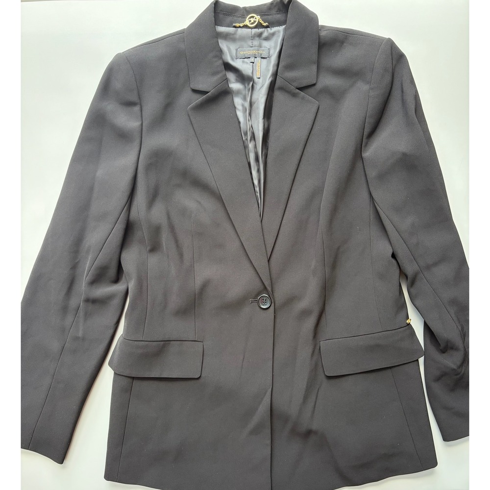 New With Button Tag Donna Karan New York Women's Black Tailored Blazer Jacket 12